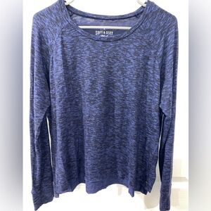 Aerie Soft & Sexy Heathered Blue Long Sleeve Top